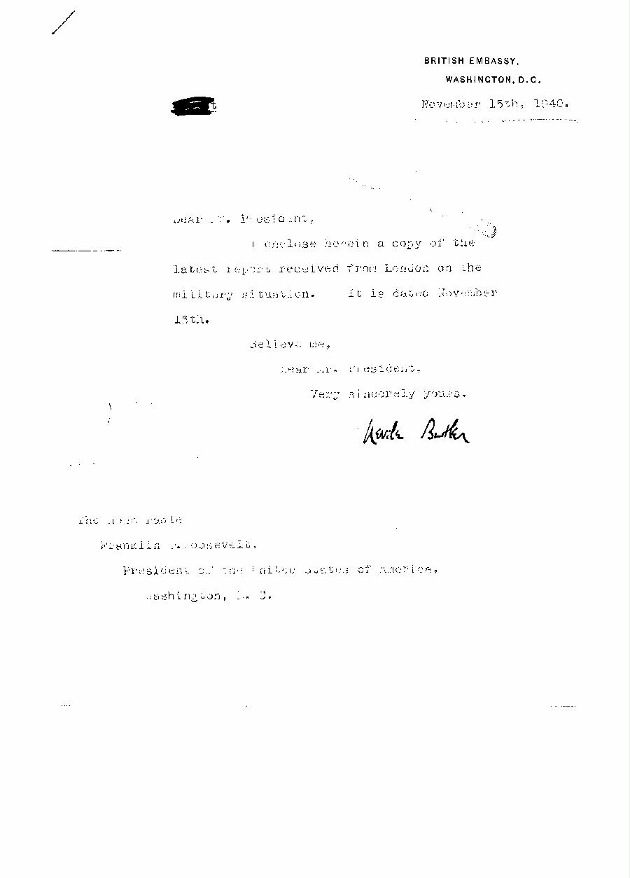 [a313m01.jpg] - Cover letter,Butler--> FDR 11/15/40