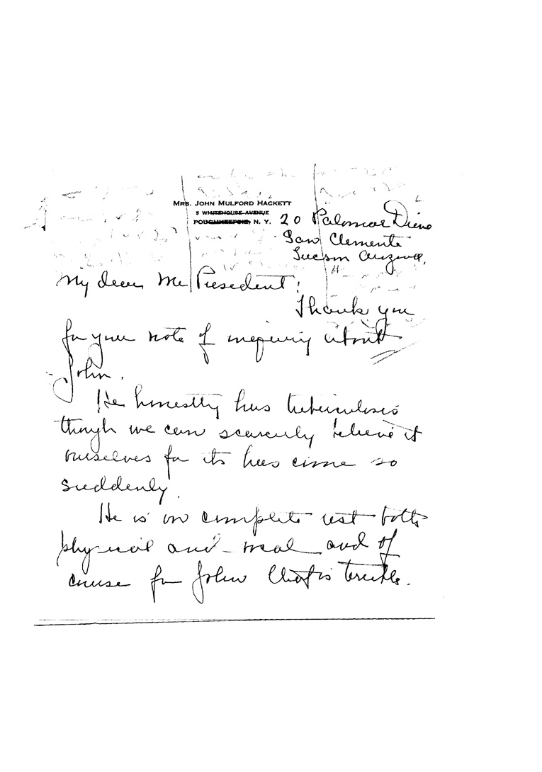 [a906ad01.jpg] - Letter to FDR from Mrs. John M. Hackett