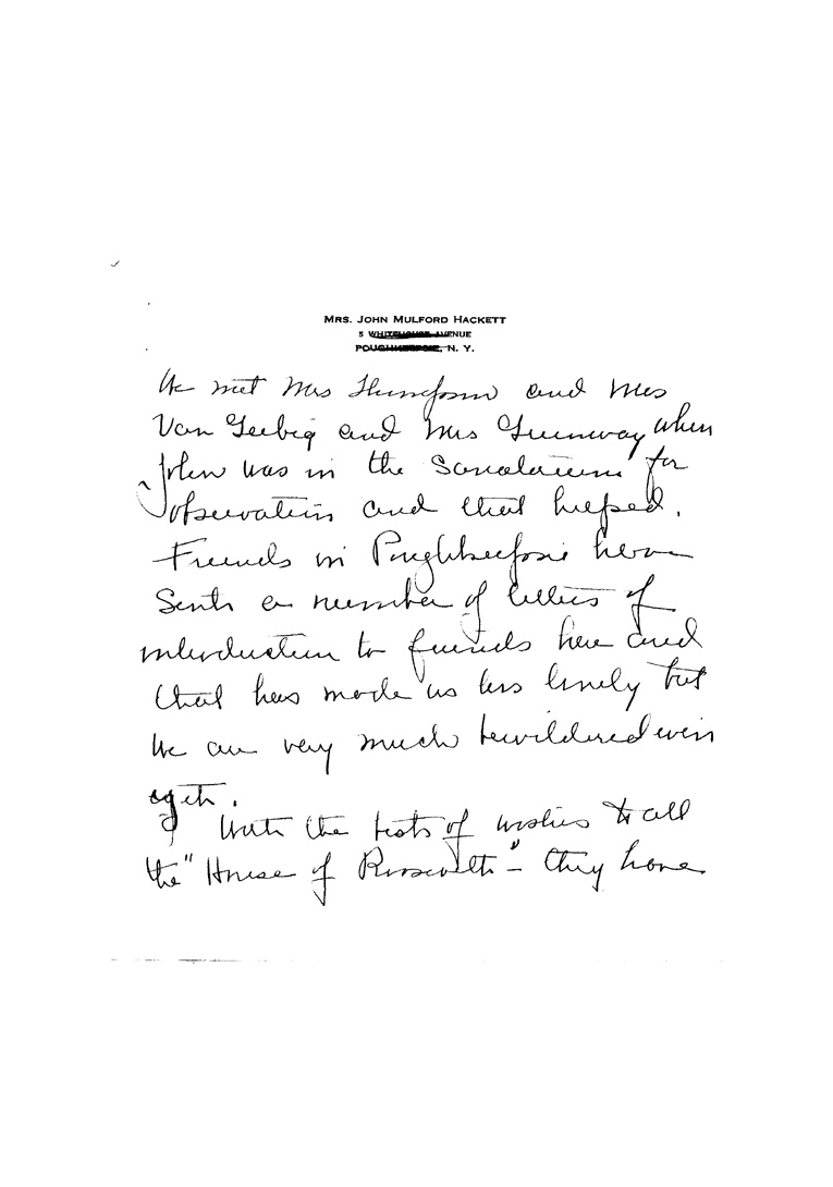 [a906ad02.jpg] - Letter to FDR from Mrs. John M. Hackett