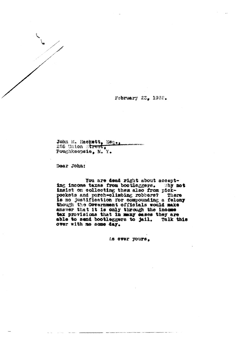 [a906ah01.jpg] - Letter to John M. Hackett from FDR February 23, 1932