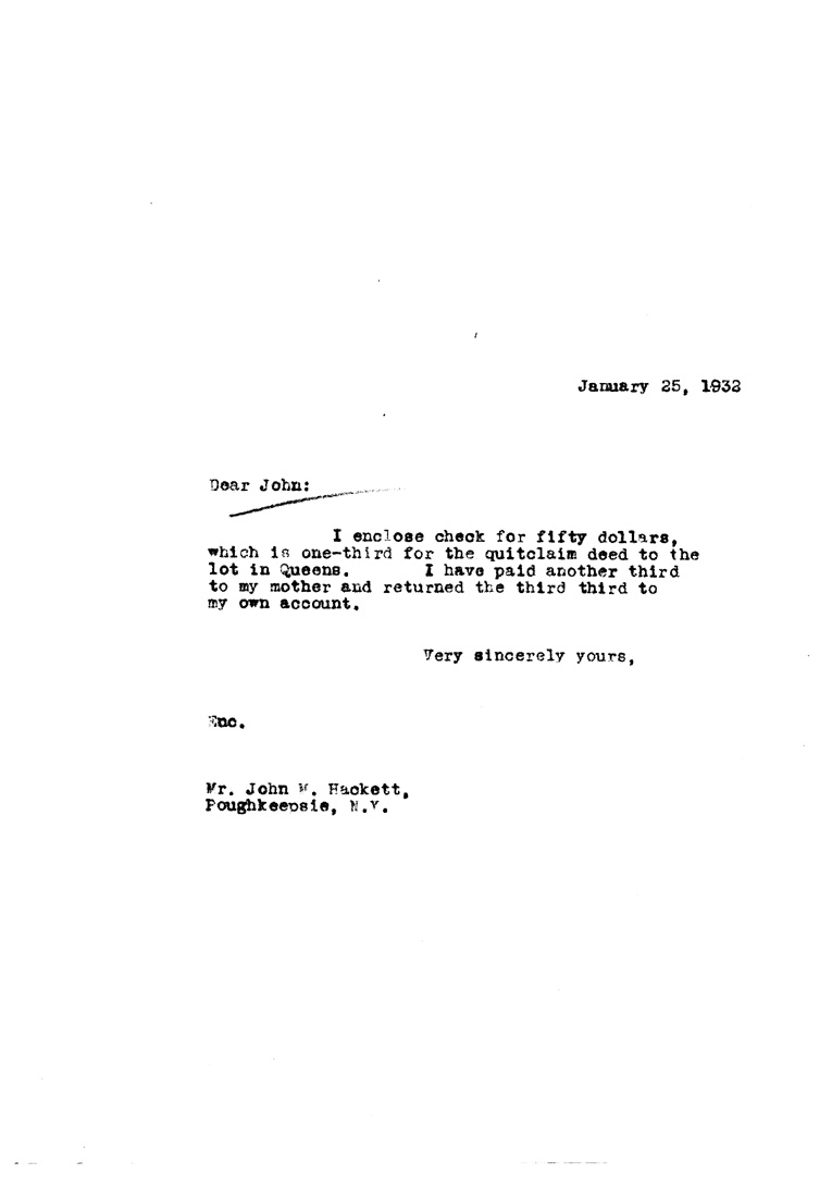 [a906am01.jpg] - Letter to John M. Hackett from FDR January 25, 1932