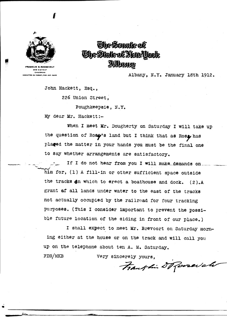 [a906ax01.jpg] - Letter to John M. Hackett from FDR January 18, 1912