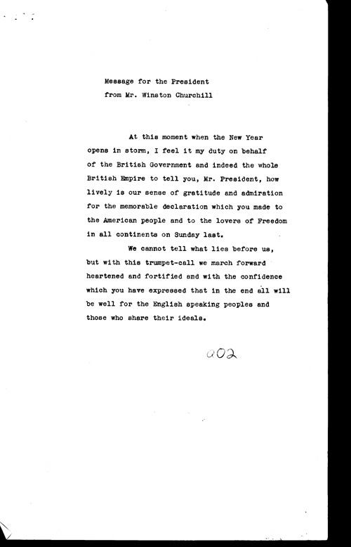 [a316a02.jpg] - Winston Churchill --> FDR Message of New Year's greeting nd.