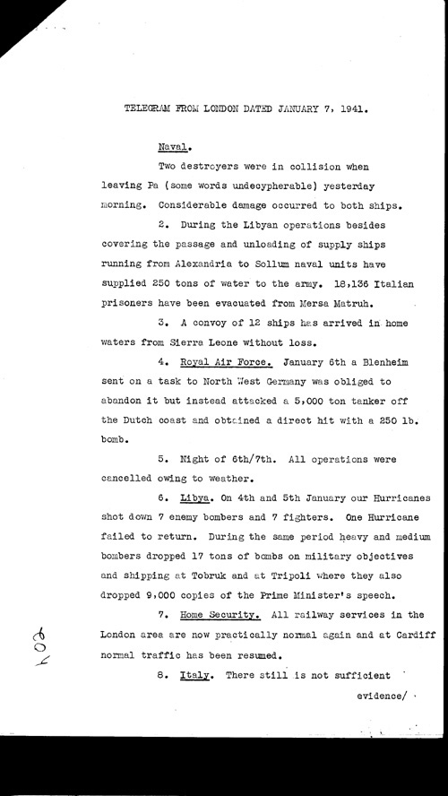 [a316h02.jpg] - Neville Butler --> FDR Letter about military situation 1/9/41 Telegram from London regarding military situation 1/7/41