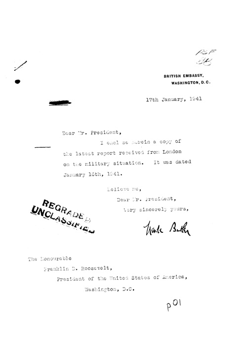 [a316p01.jpg] - Neville Butler --> FDR Letter about military situation 1/17/41