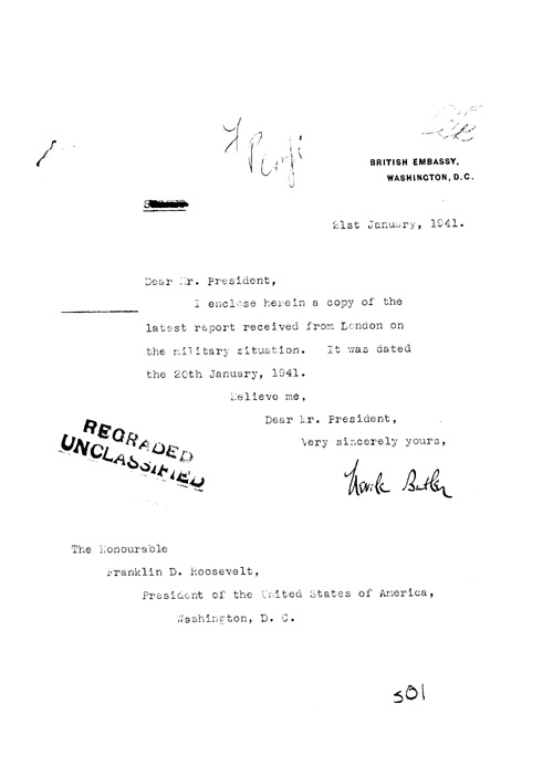 [a316s01.jpg] - Neville Butler --> FDR Letter about military situation 1/21/41