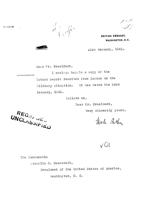 [a316v01.jpg] - Neville Butler --> FDR Letter about military situation 1/23/41