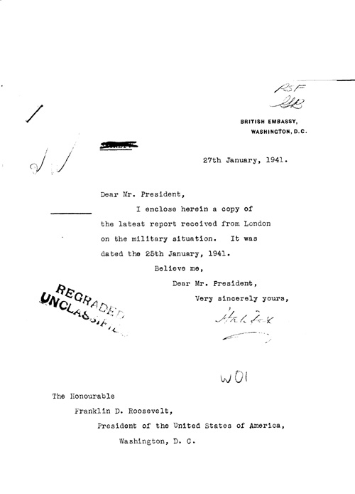[a316w01.jpg] - Neville Butler --> FDR Letter about military situation 1/27/41