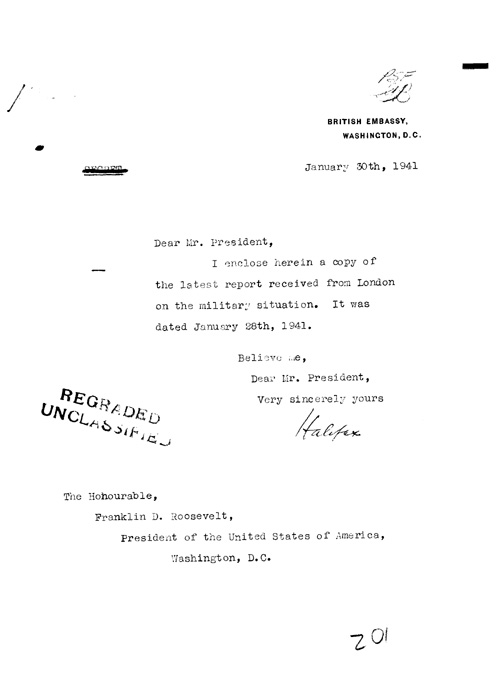 [a316z01.jpg] - Lord Halifax --> FDR Letter about military situation 1/30/41