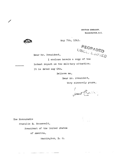 [a320f01.jpg] - Cover letter; illegible-->FDR 5/7/41