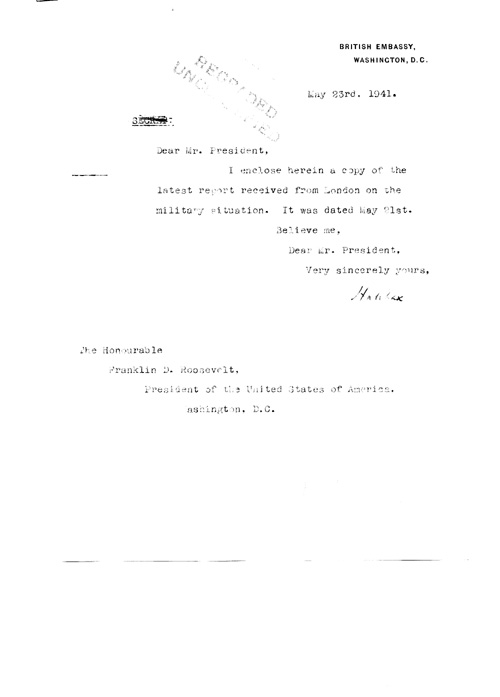[a320t01.jpg] - Cover letter; Halifax-->FDR 5/23/41