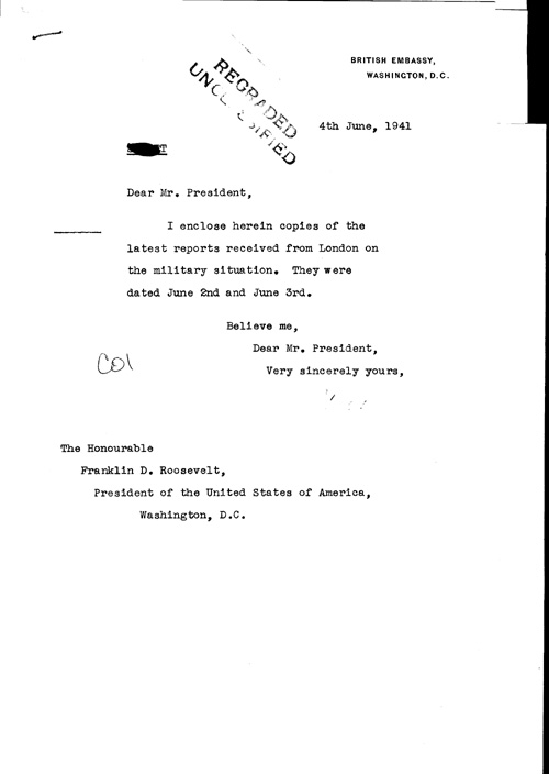 [a321c01.jpg] - Cover letter; Halifax-->FDR 6/4/41