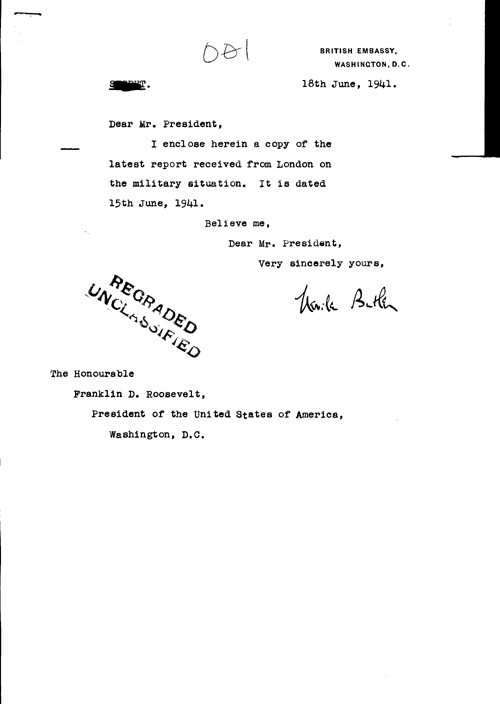 [a321o01.jpg] - Cover letter; Butler-->FDR 6/18/41