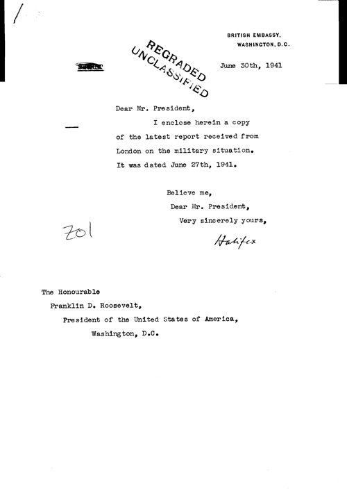 [a321z01.jpg] - Cover letter; Halifax-->FDR 6/30/41