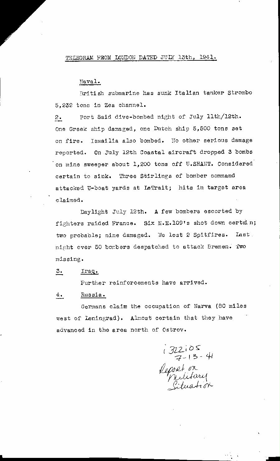 [a322i05.jpg] - Report on military situation 7/13/41