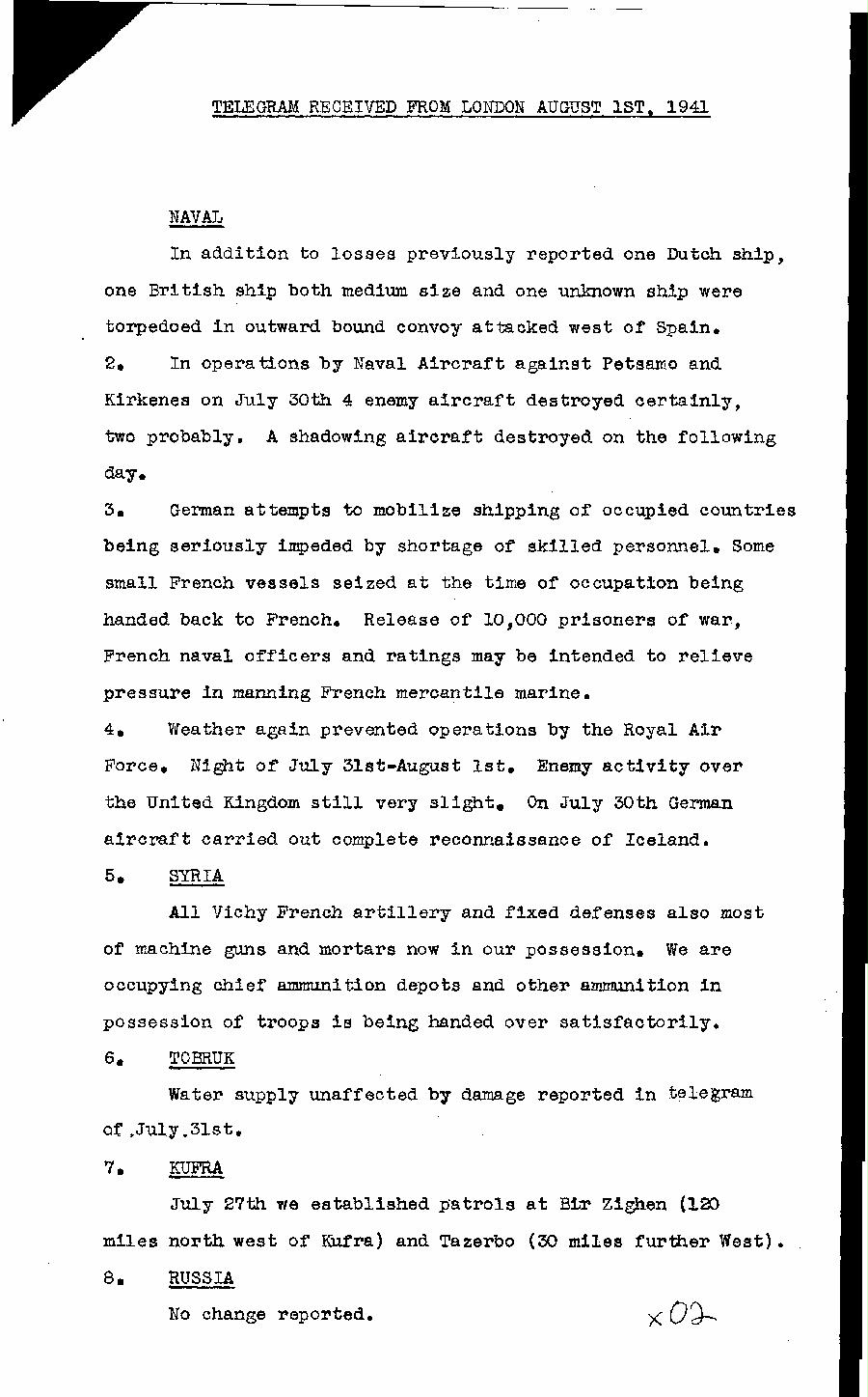 [a322x02.jpg] - Report on military situation 8/1/41