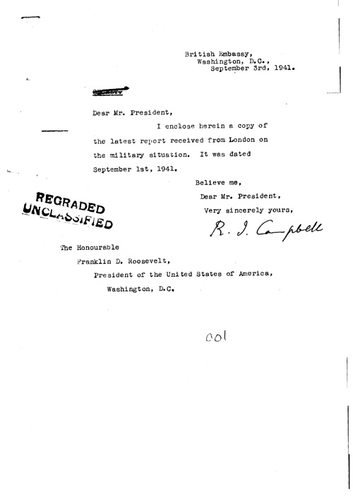[a323c01.jpg] - Cover letter; Campbell-->FDR 9/3/41