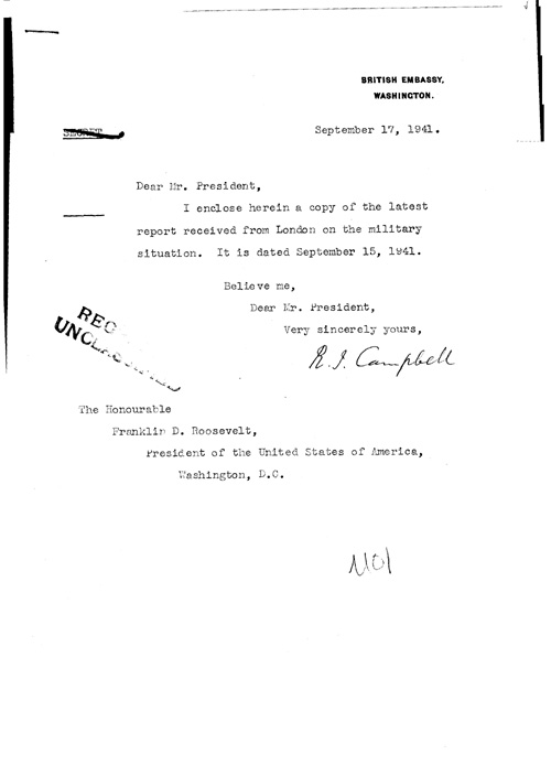 [a323m01.jpg] - Cover letter; Campbell-->FDR 9/17/41