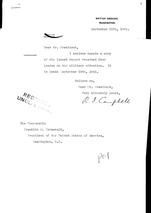 [a323p01.jpg] - Cover letter; Campbell-->FDR 9/20/41