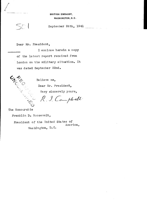 [a323s01.jpg] - Cover letter; Campbell-->FDR 9/24/41