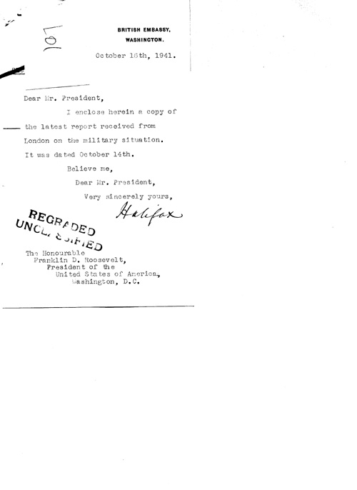 [a324l01.jpg] - Cover letter; Halifax-->FDR 10/16/41