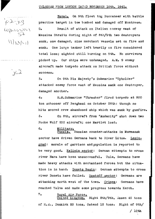 [a325j02.jpg] - 3 Report on military situation 11/10/41