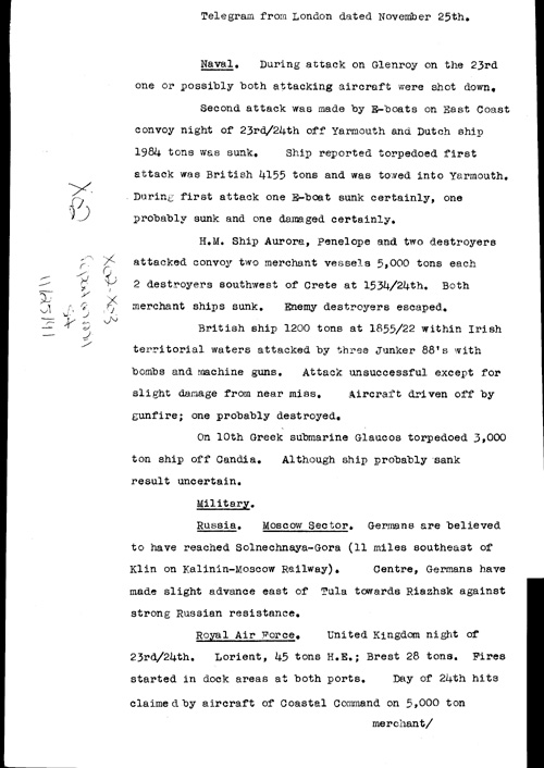 [a325x02.jpg] - Report on military situation 11/25/41