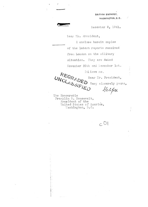 [a326c01.jpg] - Halifax --> FDR Letter regarding military situation 12/2/41