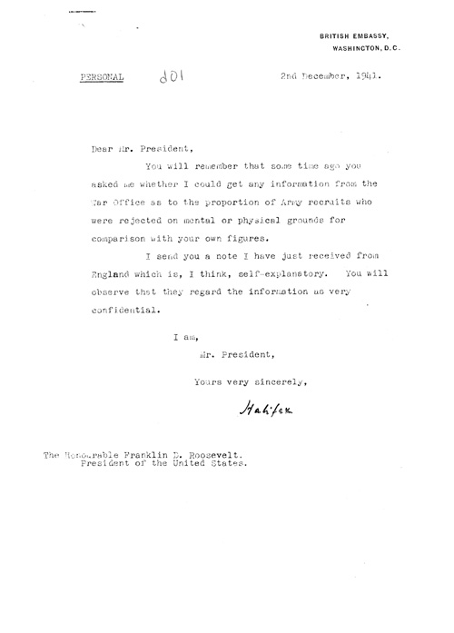 [a326d01.jpg] - Halifax --> FDR Letter regarding Army recruit medical rejections 12/2/41