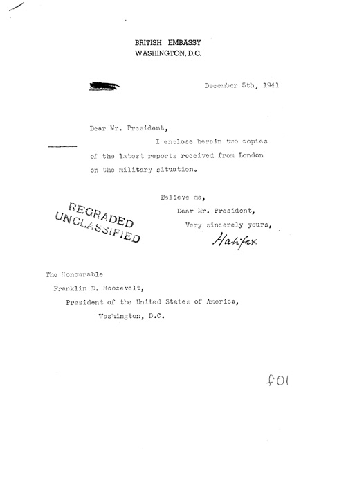 [a326f01.jpg] - Halifax --> FDR Letter regarding military situation 12/5/41