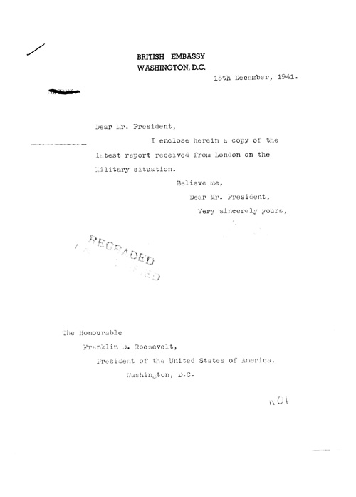 [a326n01.jpg] - Halifax --> FDR Letter regarding military situation 12/15/41