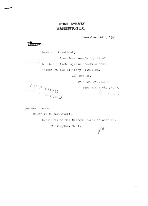 [a326p01.jpg] - Halifax --> FDR Letter regarding military situation 12/16/41