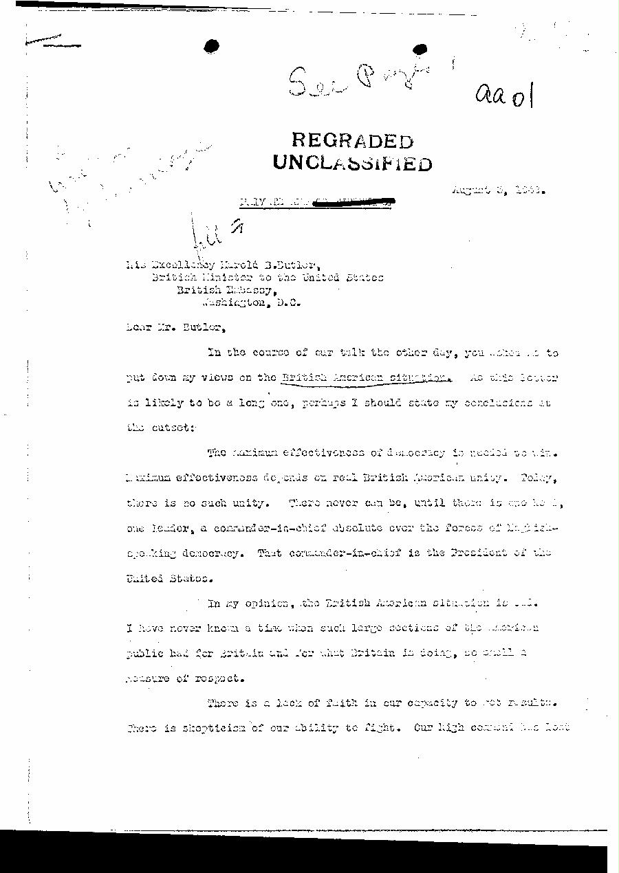 [a327aa01.jpg] - Letter written to Harold B. Butler by [unknown!8/5/42.