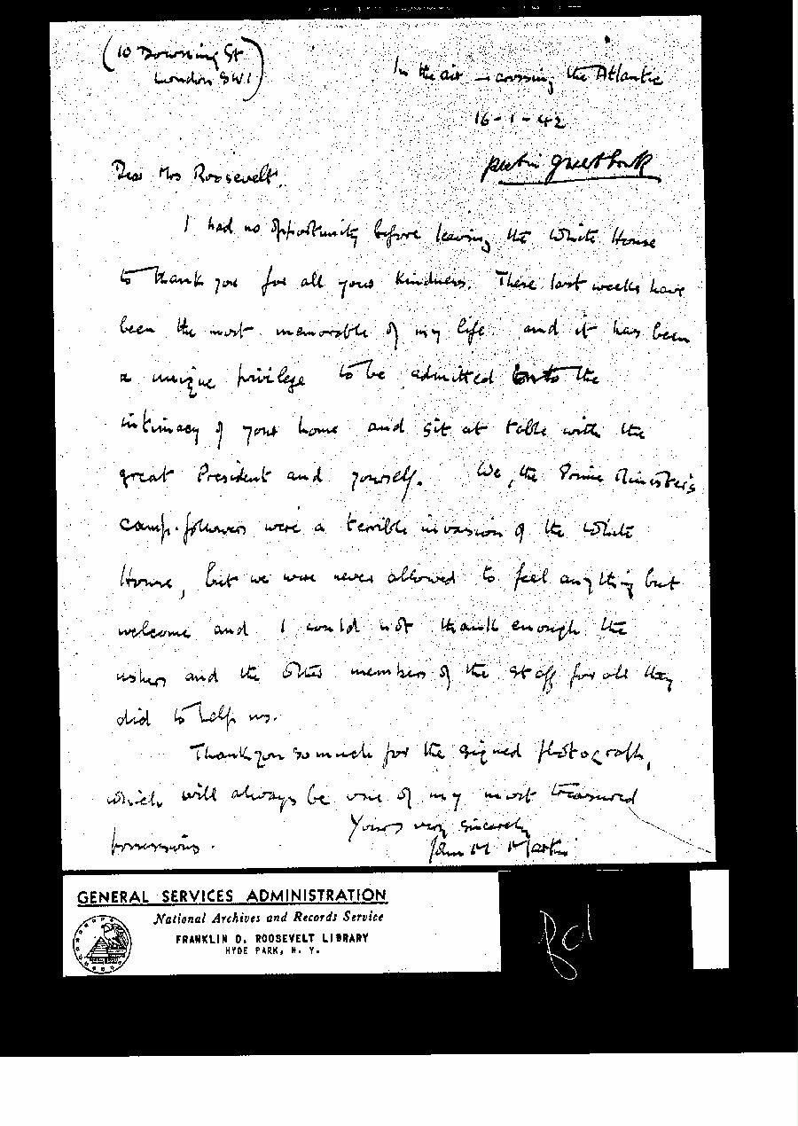 [a327f01.jpg] - Letter to Mrs. Roosevelt --> sender unknown 1/16/42.