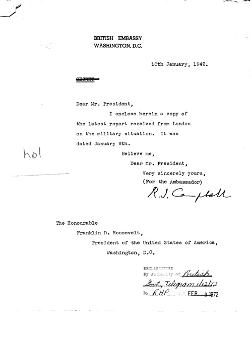 [a328h01.jpg] - Cover letter; Campbell-->FDR 1/10/42