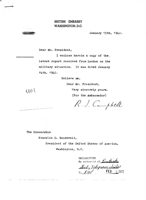 [a328m01.jpg] - Cover letter; Campbell-->FDR 1/15/42