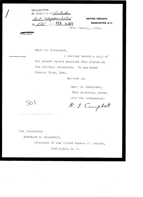 [a328s01.jpg] - Cover letter; Campbell-->FDR 1/22/42