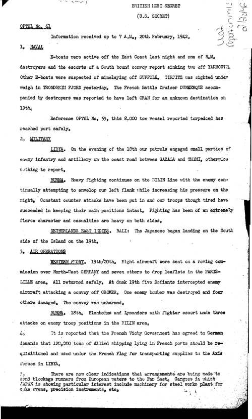 [a329u02.jpg] - Report on military situation 2/20/42