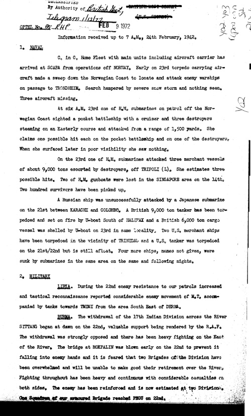 [a329y02.jpg] - Report on military situation 2/24/42