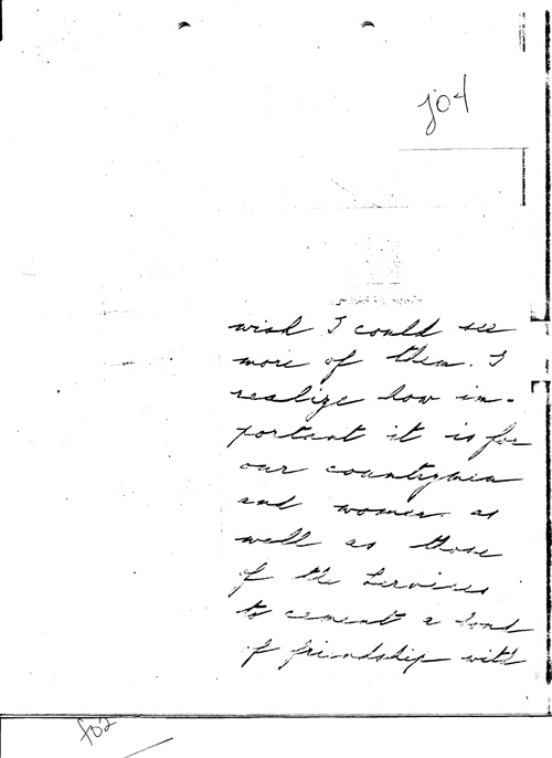 [a331j04.jpg] - Queen Mary to Mrs. Roosevelt re: letter thanking for opportunity to meet American nurses, members of Women's Army Corps; mentions eldest son been wounded in combat and taken prisoner of war.7/29/44