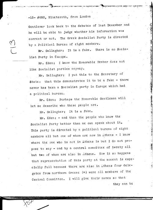 [a331r13.jpg] - Telegram from London --> Secretary of State re: Text of Mr. Eden's speech summing up debate on war situation 1/19/45