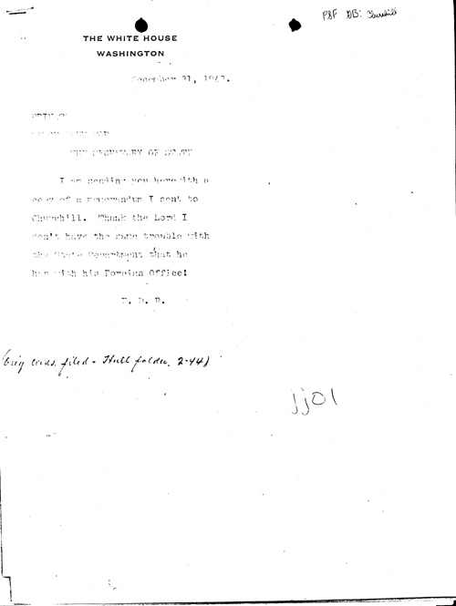 [a334jj01.jpg] - Memo; FDR-->Secretary of State  12/31/43