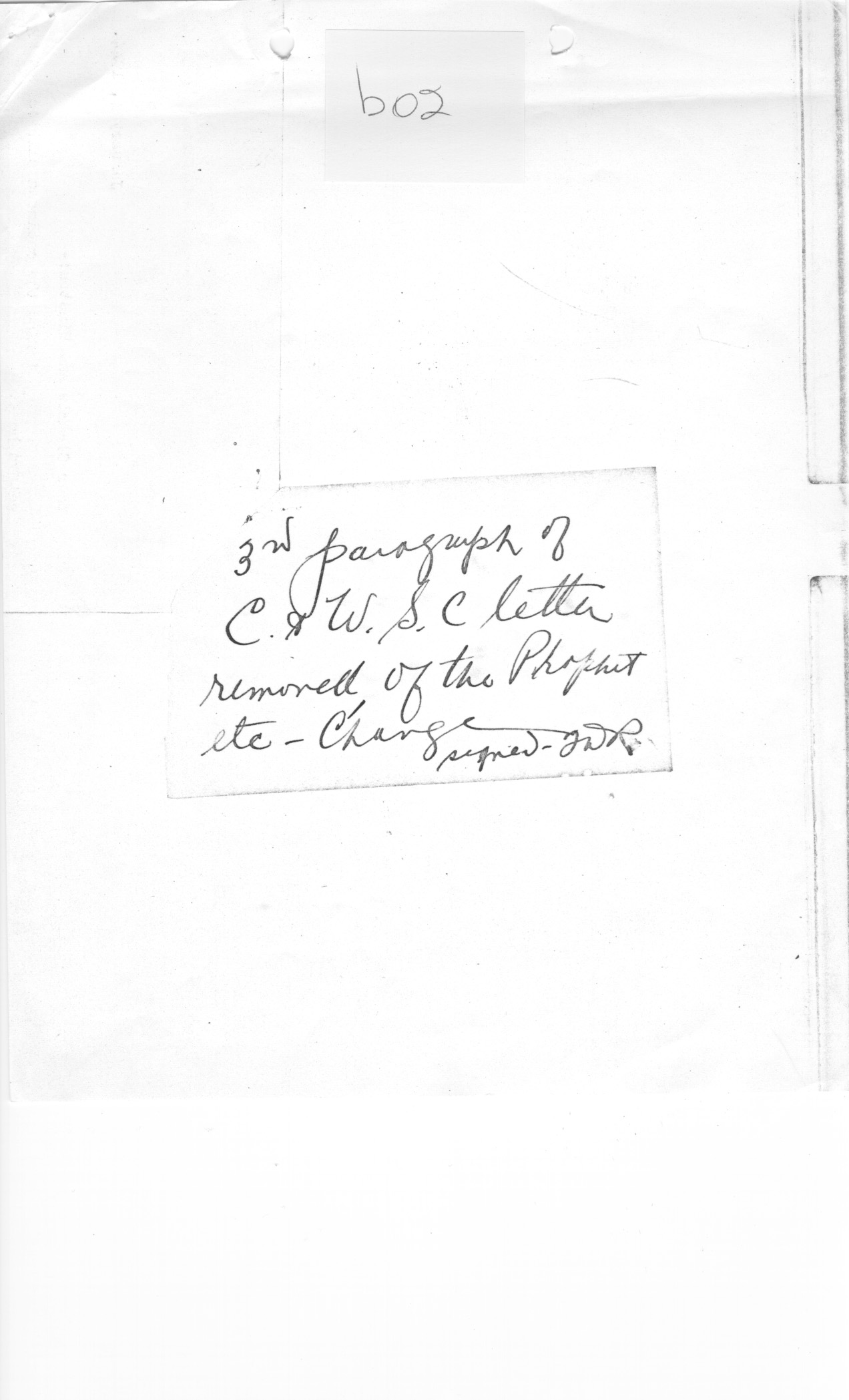 [a335b02.jpg] - Note on letter to Churchills