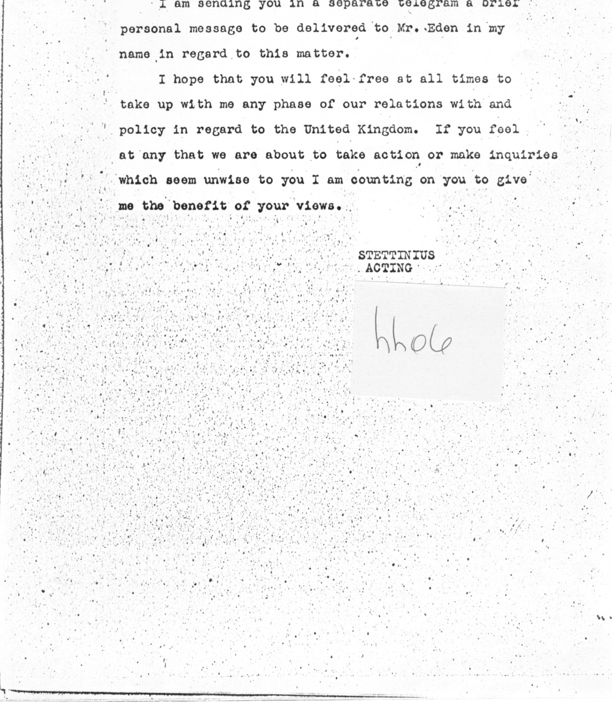 [a335hh06.jpg] - Memorandum E.R. Stettinius,Jr. --> Miss Tully 1/10/45