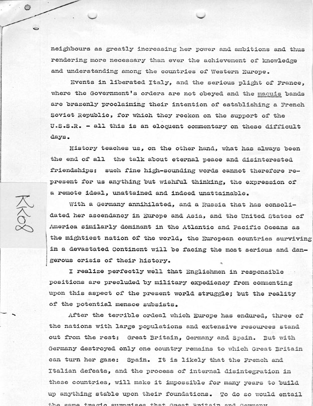 [a335kk08.jpg] - Memorandum Stettinius --> FDR re: exchange of messages between Mr. Churchill and General Franco 1/19/45