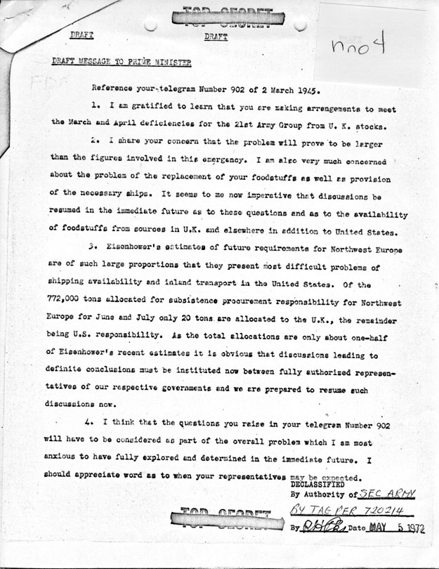 [a335nn04.jpg] - FDR --> Jimmy Byrnes 3/6/45 ` t335nn04 Draft of message to Churchill from [unknown!. (n.d.)