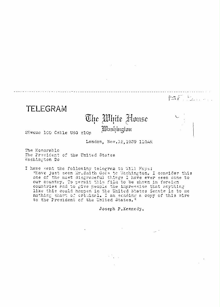 [a340q01.jpg] - Telegram: Kennedy-->FDR  11/12/39