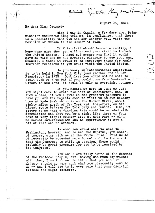 [a343a02.jpg] - FDR --> King George VI re: visit to U.S. 8/25/38.