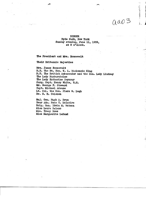 [a343aa03.jpg] - Guest lists:  dinners at Hyde Park/King and Queen of England's visit. 6/10/39.PAGE-3
