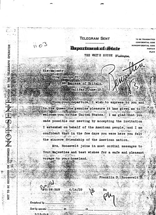 [a343ii03.jpg] - Draft of telegram FDR --> King George. 6/14/39.